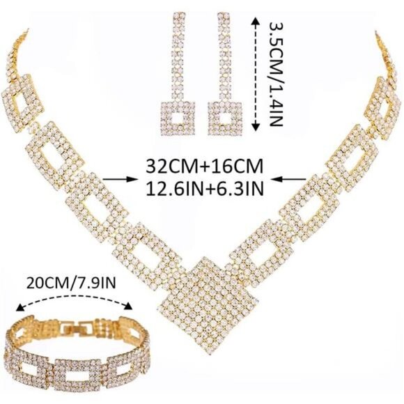 Rhinestones Bridal Wedding Jewelry Sets Crystal Necklace and Earrings set - Picture 4 of 4